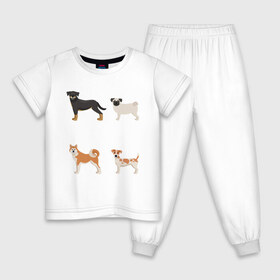 Детская пижама хлопок с принтом акита джек белый в Кировске, 100% хлопок |  брюки и футболка прямого кроя, без карманов, на брюках мягкая резинка на поясе и по низу штанин
 | акита | джек рассел | мопс | песокафе | ротвейлер | собаки