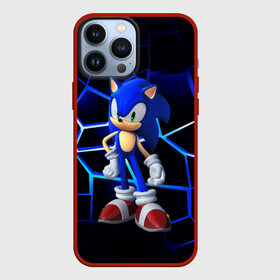 Чехол для iPhone 13 Pro Max с принтом Sonic в Кировске,  |  | Тематика изображения на принте: boom | cartoon | game | neon | playstation | sonic | броня | бум | герой | детские | дракон | еж | ежик | животные | звери | игра | лесные | малыш | молнии | мультфильм | мультяшный | неоновый | приключения | сияние | соник