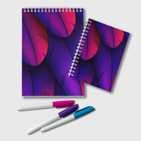 Блокнот с принтом Tropics в Кировске, 100% бумага | 48 листов, плотность листов — 60 г/м2, плотность картонной обложки — 250 г/м2. Листы скреплены удобной пружинной спиралью. Цвет линий — светло-серый
 | Тематика изображения на принте: purple | абстрактный | абстракция | геометрический рисунок | геометрия | индиго | корея | кружево | листья | лого | неон | неоновая | неоновое | неоновые листья | неоновый | пальмы | рисунок | текстура