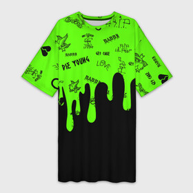 Платье-футболка 3D с принтом Lil Peep в Кировске,  |  | benz truck | emo rap | gbc | gustav elijah ahr | hip hop | lil | lil peep | lil tracy | lilpeep | peep | rap | rip | густав элайджа | лил пип
