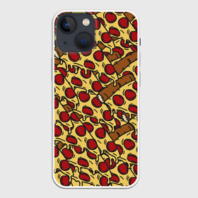Чехол для iPhone 13 mini с принтом ПРАВИЛЬНОЕ ПИТАНИЕ в Кировске,  |  | fast food | food | pattern | pizza | еда | паттерн | пицца | фастфуд