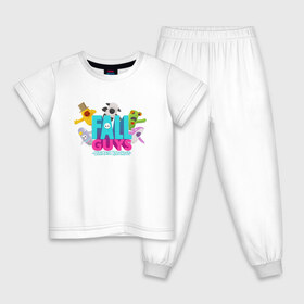 Детская пижама хлопок с принтом FALL GUYS (2 СТОРОНЫ) в Кировске, 100% хлопок |  брюки и футболка прямого кроя, без карманов, на брюках мягкая резинка на поясе и по низу штанин
 | fal | fall | fallguys | guys | knockout | ultimate | гайс | фалл | фол | фолгайс | фолл | фоллгайс