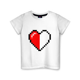 Детская футболка хлопок с принтом Майнкрафт серце в Кировске, 100% хлопок | круглый вырез горловины, полуприлегающий силуэт, длина до линии бедер | minecraft | любовь | майнкрафт | пиксель | половинка | сердце