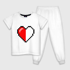 Детская пижама хлопок с принтом Майнкрафт серце в Кировске, 100% хлопок |  брюки и футболка прямого кроя, без карманов, на брюках мягкая резинка на поясе и по низу штанин
 | minecraft | любовь | майнкрафт | пиксель | половинка | сердце