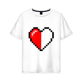 Женская футболка хлопок Oversize с принтом Майнкрафт серце в Кировске, 100% хлопок | свободный крой, круглый ворот, спущенный рукав, длина до линии бедер
 | minecraft | любовь | майнкрафт | пиксель | половинка | сердце