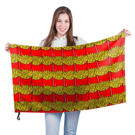 Флаг 3D с принтом ФРИ в Кировске, 100% полиэстер | плотность ткани — 95 г/м2, размер — 67 х 109 см. Принт наносится с одной стороны | food | fries | pattern | еда | картошка | мак | макдональдс | паттерн | фри