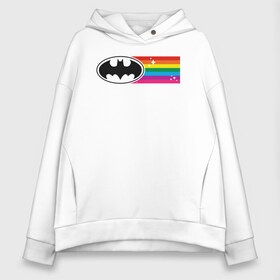 Женское худи Oversize хлопок с принтом Batman Rainbow Logo в Кировске, френч-терри — 70% хлопок, 30% полиэстер. Мягкий теплый начес внутри —100% хлопок | боковые карманы, эластичные манжеты и нижняя кромка, капюшон на магнитной кнопке | batman | dc pride | justice league | pride | vdosadir | бэтмен | лига справедливости | прайд | радуга