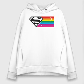 Женское худи Oversize хлопок с принтом Superman Rainbow Logo в Кировске, френч-терри — 70% хлопок, 30% полиэстер. Мягкий теплый начес внутри —100% хлопок | боковые карманы, эластичные манжеты и нижняя кромка, капюшон на магнитной кнопке | dc pride | justice league | pride | superman | vdosadir | лига справедливости | прайд | радуга | супермен
