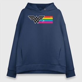 Женское худи Oversize хлопок с принтом Wonder Woman Rainbow Logo в Кировске, френч-терри — 70% хлопок, 30% полиэстер. Мягкий теплый начес внутри —100% хлопок | боковые карманы, эластичные манжеты и нижняя кромка, капюшон на магнитной кнопке | Тематика изображения на принте: dc pride | justice league | pride | vdosadir | wonder woman | лига справедливости | прайд | радуга | чудо женщина