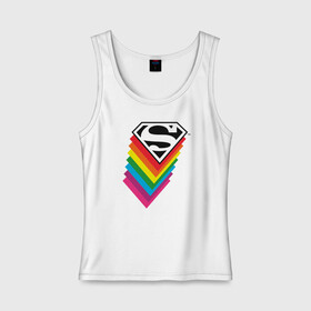 Женская майка хлопок с принтом Superman Logo в Кировске, 95% хлопок, 5% эластан |  | dc pride | justice league | pride | superman | vdosadir | лига справедливости | прайд | радуга | супермен
