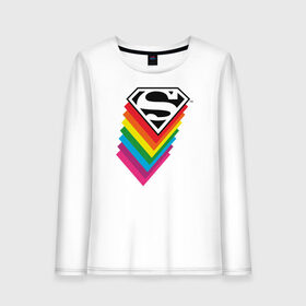 Женский лонгслив хлопок с принтом Superman Logo в Кировске, 100% хлопок |  | dc pride | justice league | pride | superman | vdosadir | лига справедливости | прайд | радуга | супермен