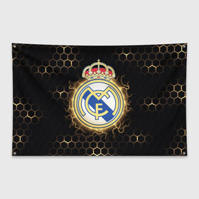 Флаг-баннер с принтом Реал Мадрид в Кировске, 100% полиэстер | размер 67 х 109 см, плотность ткани — 95 г/м2; по краям флага есть четыре люверса для крепления | real madrid | real madrid club de futbol | реал | реал мадрид | спорт | футбол | футбольный клуб