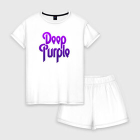 Женская пижама с шортиками хлопок с принтом Deep Purple в Кировске, 100% хлопок | футболка прямого кроя, шорты свободные с широкой мягкой резинкой | deep purple | альбом | гловер | группа | дееп | деп | ди | дип | диперпл | дипперпл | иэн гиллан | иэн пэйс | лого | логотип | метал | морс | пепл | перпл | прогрессивный | психоделический | рок | символ | хард