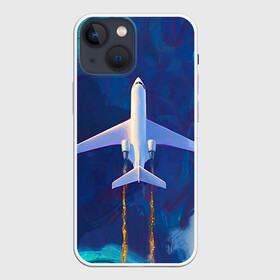 Чехол для iPhone 13 mini с принтом Самолёт на небе в Кировске,  |  | abstract | air | art | fire | sky | самолёт на небе