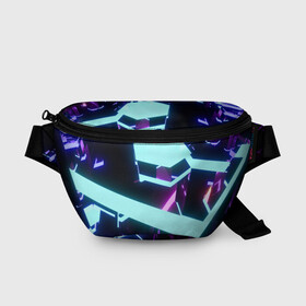 Поясная сумка 3D с принтом Blue Neons в Кировске, 100% полиэстер | плотная ткань, ремень с регулируемой длиной, внутри несколько карманов для мелочей, основное отделение и карман с обратной стороны сумки застегиваются на молнию | blue | cyberpunk2077 | girl | neon | неон | неоновая