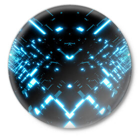 Значок с принтом Neon Lights в Кировске,  металл | круглая форма, металлическая застежка в виде булавки | blue | cyberpunk2077 | girl | neon | неон | неоновая