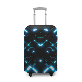 Чехол для чемодана 3D с принтом Neon Lights в Кировске, 86% полиэфир, 14% спандекс | двустороннее нанесение принта, прорези для ручек и колес | blue | cyberpunk2077 | girl | neon | неон | неоновая