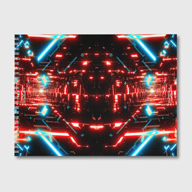 Альбом для рисования с принтом Neon Lights в Кировске, 100% бумага
 | матовая бумага, плотность 200 мг. | Тематика изображения на принте: blue | cyberpunk2077 | girl | neon | неон | неоновая