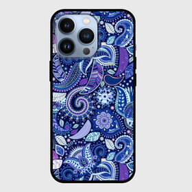 Чехол для iPhone 13 Pro с принтом ВОСТОЧНЫЙ УЗОР в Кировске,  |  | восток | гжель | красивый | природа | синий | сказка | узор | фиолетовый | цветы