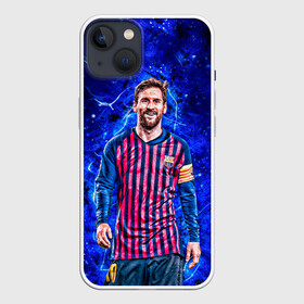 Чехол для iPhone 13 с принтом Футболисит в Кировске,  |  | lionel messi | messi | абстракция | барса | барселона | бомбордир | газон | гол | дюба | защитник | игра | игрок | игры | камондир | капитан | космос | лидер | месси | мэси | нападающий | пеле | распад