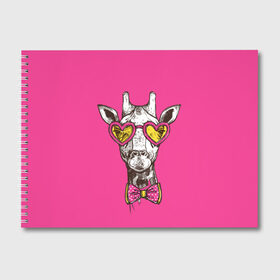 Альбом для рисования с принтом жираф в очках в Кировске, 100% бумага
 | матовая бумага, плотность 200 мг. | графика | животное | жираф | очки | ретро | рисунок жирафа | розовый | сердечки | солнечные очки | хипстер