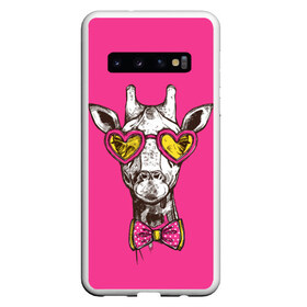 Чехол для Samsung Galaxy S10 с принтом жираф в очках в Кировске, Силикон | Область печати: задняя сторона чехла, без боковых панелей | Тематика изображения на принте: графика | животное | жираф | очки | ретро | рисунок жирафа | розовый | сердечки | солнечные очки | хипстер