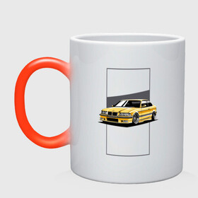 Кружка хамелеон с принтом BMW E36 в Кировске, керамика | меняет цвет при нагревании, емкость 330 мл | bmw | e36 | арт машина | бмв | быстрая машина | красивая машина | машина
