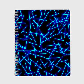 Тетрадь с принтом Неоновые линии в Кировске, 100% бумага | 48 листов, плотность листов — 60 г/м2, плотность картонной обложки — 250 г/м2. Листы скреплены сбоку удобной пружинной спиралью. Уголки страниц и обложки скругленные. Цвет линий — светло-серый
 | geometry | neon | pattern | stripes | блестки | геометрические | геометрия | градиент | лампочка | линии | неоновый | паттерн | пламя | полоски | полосы | свет | светящиеся | сияние | текстура | текстурные