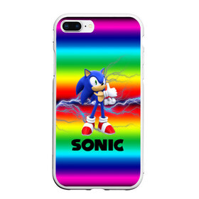 Чехол для iPhone 7Plus/8 Plus матовый с принтом SONIC RAINBOW в Кировске, Силикон | Область печати: задняя сторона чехла, без боковых панелей | Тематика изображения на принте: hedgehog | metal sonic | silver | silver the hedgehog | sonic | sonic boom | sonic the hedgehog | ёж сонник | игры | соник | фильмы