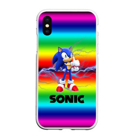 Чехол для iPhone XS Max матовый с принтом SONIC RAINBOW в Кировске, Силикон | Область печати: задняя сторона чехла, без боковых панелей | Тематика изображения на принте: hedgehog | metal sonic | silver | silver the hedgehog | sonic | sonic boom | sonic the hedgehog | ёж сонник | игры | соник | фильмы