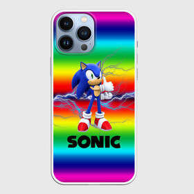 Чехол для iPhone 13 Pro Max с принтом SONIC RAINBOW в Кировске,  |  | Тематика изображения на принте: hedgehog | metal sonic | silver | silver the hedgehog | sonic | sonic boom | sonic the hedgehog | ёж сонник | игры | соник | фильмы