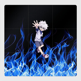 Магнитный плакат 3Х3 с принтом Killua Zoldyck Blue Fire в Кировске, Полимерный материал с магнитным слоем | 9 деталей размером 9*9 см | hunter  hunter | алая иллюзия | гон фрикс | курапика | леорио | молния | огонь | охотник х охотник | персонажи | последняя миссия | хантер | хантер икс хантер | хантер х хантер | хисока