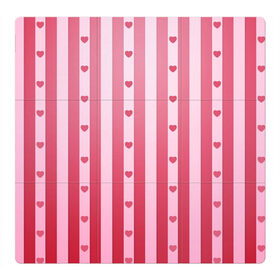Магнитный плакат 3Х3 с принтом Валентинова нежность в Кировске, Полимерный материал с магнитным слоем | 9 деталей размером 9*9 см | белый | день святого валентина | красный | линии | любовь | полосы | розовый | сердце