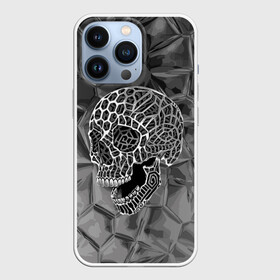 Чехол для iPhone 13 Pro с принтом Cell skull в Кировске,  |  | cell | grin | jaw | metal | skull | teeth | зубы | металл | оскал | пасть | соты | череп