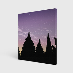 Холст квадратный с принтом Лес под ночным небом в Кировске, 100% ПВХ |  | Тематика изображения на принте: вечер | градиент | закат | звездное небо | звезды | лес | небо | очертание | очертание леса | сумерки | тайга | фиолетовый | черный