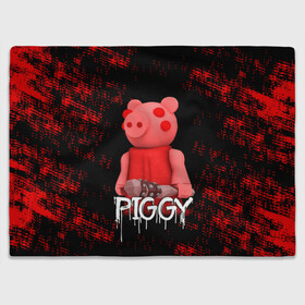 Плед 3D с принтом ROBLOX PIGGY - СВИНКА ПИГГИ в Кировске, 100% полиэстер | закругленные углы, все края обработаны. Ткань не мнется и не растягивается | pig | piggy | roblox | игра | компьютерная игра | логотип | онлайн | онлайн игра | пигги | поросенок | роблакс | роблокс | свинка | свинья