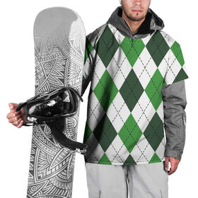 Накидка на куртку 3D с принтом Зелёные ромбы в Кировске, 100% полиэстер |  | Тематика изображения на принте: белый | геометрические фигуры | зеленый | пунктир | ромб | ромбы | тёмный