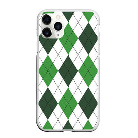 Чехол для iPhone 11 Pro Max матовый с принтом Зелёные ромбы в Кировске, Силикон |  | Тематика изображения на принте: белый | геометрические фигуры | зеленый | пунктир | ромб | ромбы | тёмный
