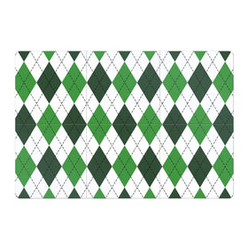 Магнитный плакат 3Х2 с принтом Зелёные ромбы в Кировске, Полимерный материал с магнитным слоем | 6 деталей размером 9*9 см | Тематика изображения на принте: белый | геометрические фигуры | зеленый | пунктир | ромб | ромбы | тёмный