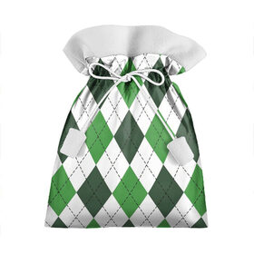 Подарочный 3D мешок с принтом Зелёные ромбы в Кировске, 100% полиэстер | Размер: 29*39 см | Тематика изображения на принте: белый | геометрические фигуры | зеленый | пунктир | ромб | ромбы | тёмный