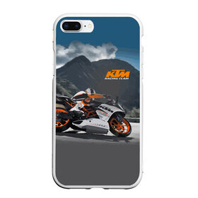 Чехол для iPhone 7Plus/8 Plus матовый с принтом KTM Racing team в Кировске, Силикон | Область печати: задняя сторона чехла, без боковых панелей | Тематика изображения на принте: clouds | ktm | motorcycle | mountains | nature | racer | racing | route | sky | team | гонщик | горы | мотоцикл | небо | облака | природа | трасса