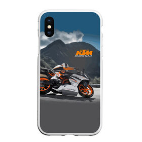 Чехол для iPhone XS Max матовый с принтом KTM Racing team в Кировске, Силикон | Область печати: задняя сторона чехла, без боковых панелей | Тематика изображения на принте: clouds | ktm | motorcycle | mountains | nature | racer | racing | route | sky | team | гонщик | горы | мотоцикл | небо | облака | природа | трасса