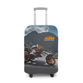 Чехол для чемодана 3D с принтом KTM Racing team в Кировске, 86% полиэфир, 14% спандекс | двустороннее нанесение принта, прорези для ручек и колес | clouds | ktm | motorcycle | mountains | nature | racer | racing | route | sky | team | гонщик | горы | мотоцикл | небо | облака | природа | трасса