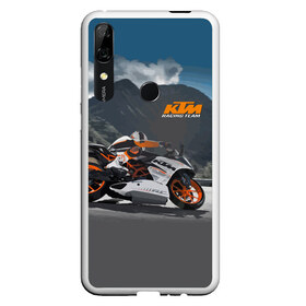 Чехол для Honor P Smart Z с принтом KTM Racing team в Кировске, Силикон | Область печати: задняя сторона чехла, без боковых панелей | Тематика изображения на принте: clouds | ktm | motorcycle | mountains | nature | racer | racing | route | sky | team | гонщик | горы | мотоцикл | небо | облака | природа | трасса