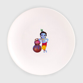 Тарелка с принтом Кришна в Кировске, фарфор | диаметр - 210 мм
диаметр для нанесения принта - 120 мм | кришна рама харе кришна