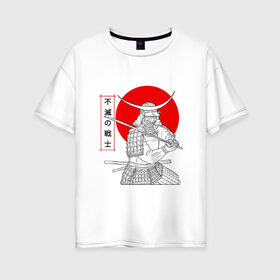 Женская футболка хлопок Oversize с принтом Самурай в Кировске, 100% хлопок | свободный крой, круглый ворот, спущенный рукав, длина до линии бедер
 | japan | samurai | катана | рисунок | самурай | япония