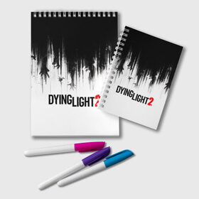 Блокнот с принтом Dying Light 2 в Кировске, 100% бумага | 48 листов, плотность листов — 60 г/м2, плотность картонной обложки — 250 г/м2. Листы скреплены удобной пружинной спиралью. Цвет линий — светло-серый
 | Тематика изображения на принте: 2 | 2021 | dying light | light | logo | techland | игра | красный | кровь | лого | логотип
