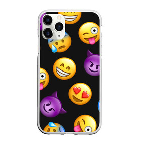 Чехол для iPhone 11 Pro матовый с принтом Emoji в Кировске, Силикон |  | school | пенал | прикольный пенал | смайлы | школа | школьный пенал | эмодзи