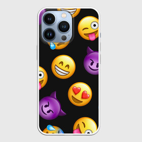 Чехол для iPhone 13 Pro с принтом Emoji в Кировске,  |  | school | пенал | прикольный пенал | смайлы | школа | школьный пенал | эмодзи