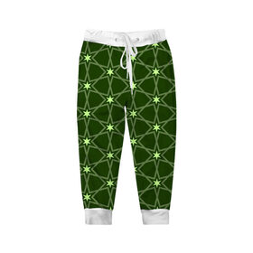 Детские брюки 3D с принтом Зеленые звёзды в Кировске, 100% полиэстер | манжеты по низу, эластичный пояс регулируется шнурком, по бокам два кармана без застежек, внутренняя часть кармана из мелкой сетки | вертикальный рисунок | звёзды | зеленый | отражение | темный